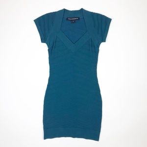 FRENCH CONNECTION V-Neck Bandage Dress Teal 4